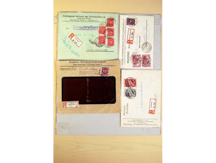 1920/23, umfangreiche Sammlung eingeschriebene Drucksachen mit über 100 Umschlägen und Karten, dabei viel Auslandspost inkl. 