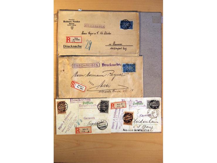 1920/23, umfangreiche Sammlung eingeschriebene Drucksachen mit über 100 Umschlägen und Karten, dabei viel Auslandspost inkl. 