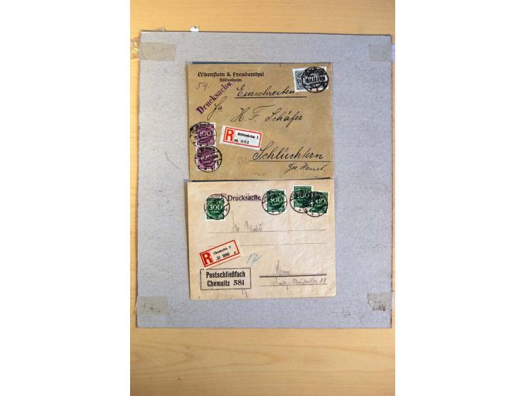 1920/23, umfangreiche Sammlung eingeschriebene Drucksachen mit über 100 Umschlägen und Karten, dabei viel Auslandspost inkl. 