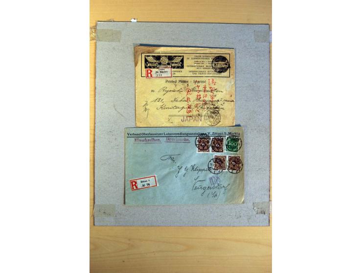 1920/23, umfangreiche Sammlung eingeschriebene Drucksachen mit über 100 Umschlägen und Karten, dabei viel Auslandspost inkl. 
