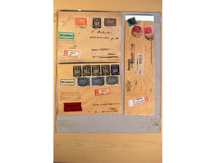 1920/23, umfangreiche Sammlung eingeschriebene Drucksachen mit über 100 Umschlägen und Karten, dabei viel Auslandspost inkl. 