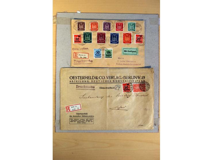 1920/23, umfangreiche Sammlung eingeschriebene Drucksachen mit über 100 Umschlägen und Karten, dabei viel Auslandspost inkl. 
