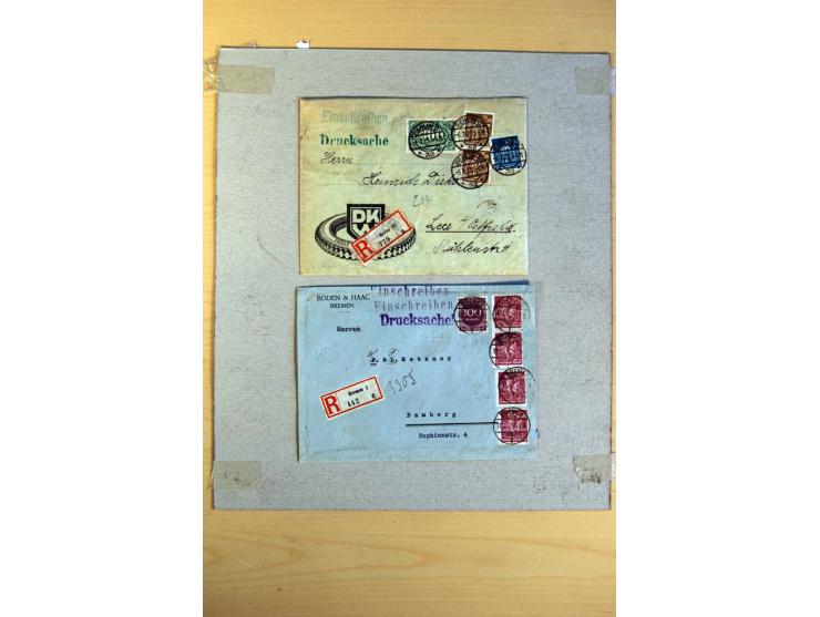 1920/23, umfangreiche Sammlung eingeschriebene Drucksachen mit über 100 Umschlägen und Karten, dabei viel Auslandspost inkl. 