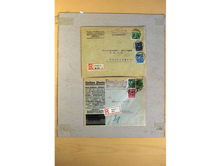 1920/23, umfangreiche Sammlung eingeschriebene Drucksachen mit über 100 Umschlägen und Karten, dabei viel Auslandspost inkl. 