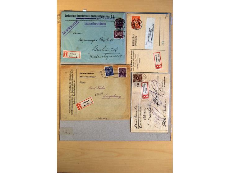 1920/23, umfangreiche Sammlung eingeschriebene Drucksachen mit über 100 Umschlägen und Karten, dabei viel Auslandspost inkl. 