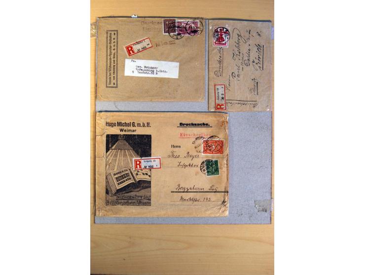 1920/23, umfangreiche Sammlung eingeschriebene Drucksachen mit über 100 Umschlägen und Karten, dabei viel Auslandspost inkl. 