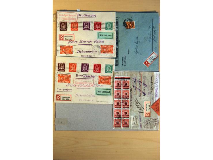 1920/23, umfangreiche Sammlung eingeschriebene Drucksachen mit über 100 Umschlägen und Karten, dabei viel Auslandspost inkl. 