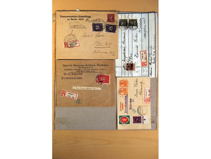 1920/23, umfangreiche Sammlung eingeschriebene Drucksachen mit über 100 Umschlägen und Karten, dabei viel Auslandspost inkl. 