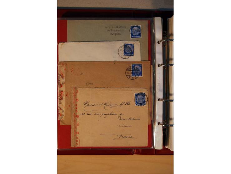 1932/40, Hindenburg-Freimarkenausgabe, umfangreiche Sammlung mit einigen hundert Briefen und Karten, dabei bessere Einzel- un