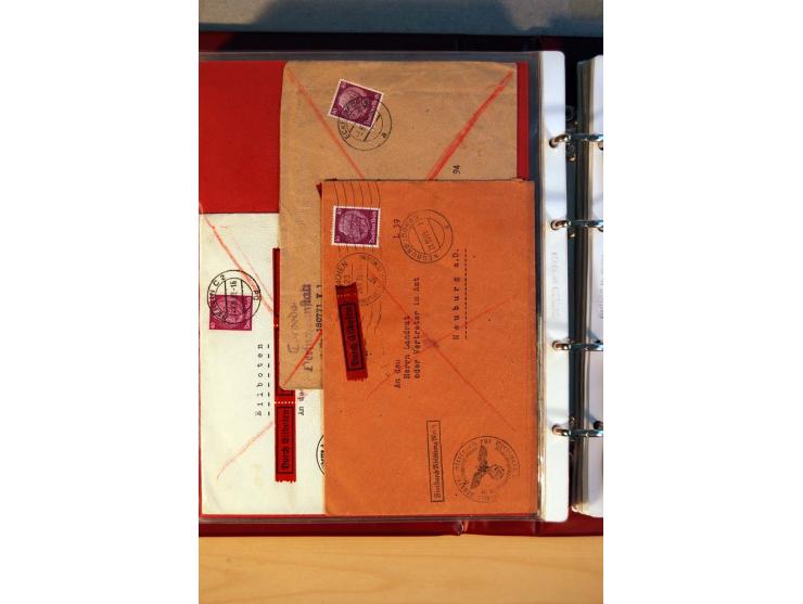 1932/40, Hindenburg-Freimarkenausgabe, umfangreiche Sammlung mit einigen hundert Briefen und Karten, dabei bessere Einzel- un