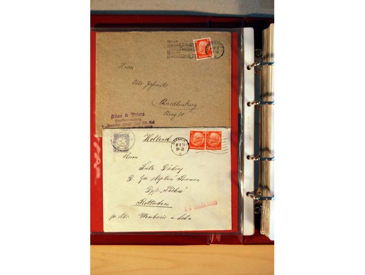 1932/40, Hindenburg-Freimarkenausgabe, umfangreiche Sammlung mit einigen hundert Briefen und Karten, dabei bessere Einzel- un