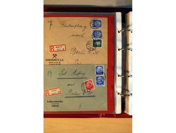 1932/40, Hindenburg-Freimarkenausgabe, umfangreiche Sammlung mit einigen hundert Briefen und Karten, dabei bessere Einzel- un