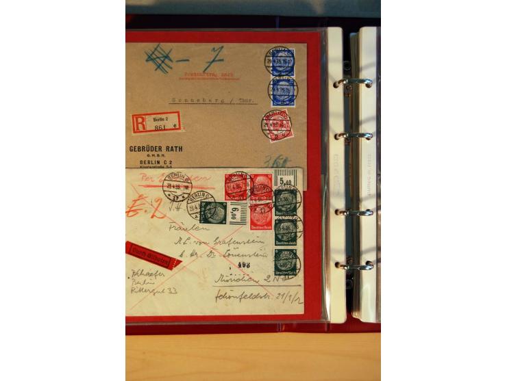 1932/40, Hindenburg-Freimarkenausgabe, umfangreiche Sammlung mit einigen hundert Briefen und Karten, dabei bessere Einzel- un