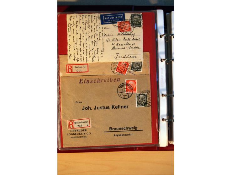 1932/40, Hindenburg-Freimarkenausgabe, umfangreiche Sammlung mit einigen hundert Briefen und Karten, dabei bessere Einzel- un