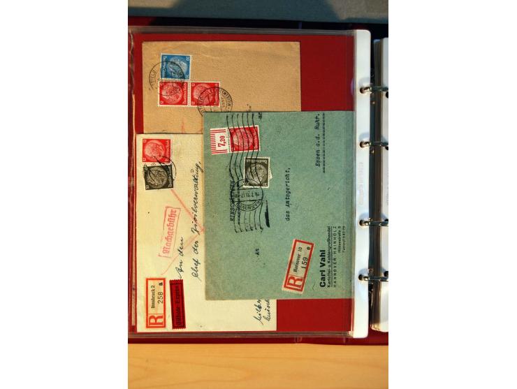 1932/40, Hindenburg-Freimarkenausgabe, umfangreiche Sammlung mit einigen hundert Briefen und Karten, dabei bessere Einzel- un