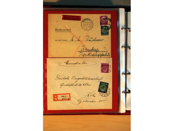 1932/40, Hindenburg-Freimarkenausgabe, umfangreiche Sammlung mit einigen hundert Briefen und Karten, dabei bessere Einzel- un