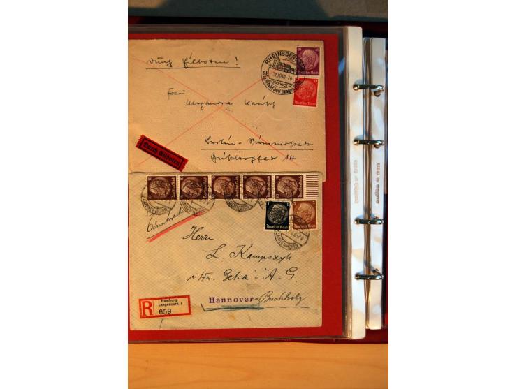 1932/40, Hindenburg-Freimarkenausgabe, umfangreiche Sammlung mit einigen hundert Briefen und Karten, dabei bessere Einzel- un