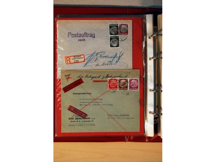 1932/40, Hindenburg-Freimarkenausgabe, umfangreiche Sammlung mit einigen hundert Briefen und Karten, dabei bessere Einzel- un