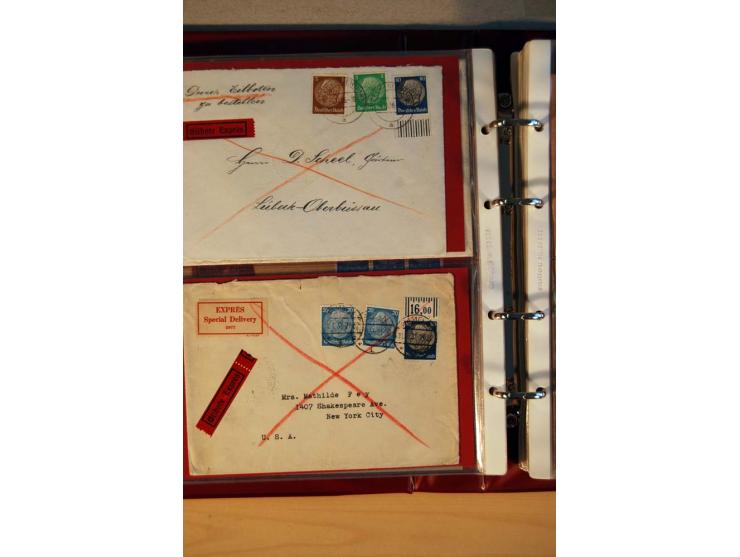 1932/40, Hindenburg-Freimarkenausgabe, umfangreiche Sammlung mit einigen hundert Briefen und Karten, dabei bessere Einzel- un