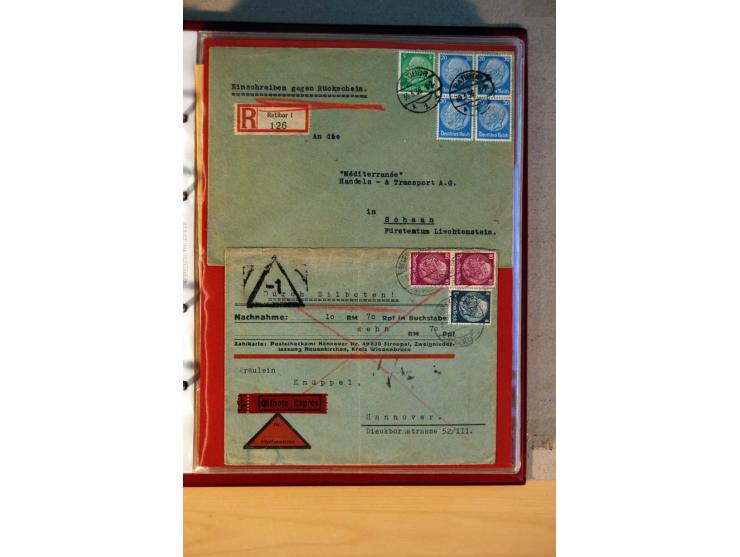 1932/40, Hindenburg-Freimarkenausgabe, umfangreiche Sammlung mit einigen hundert Briefen und Karten, dabei bessere Einzel- un