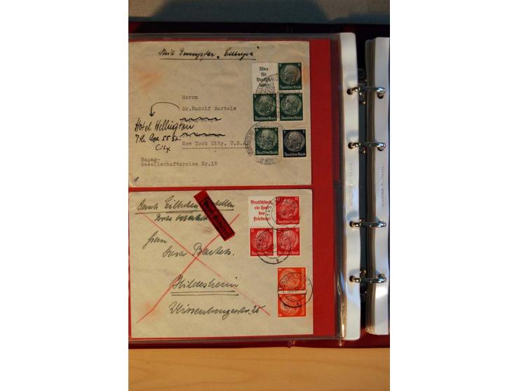 1932/40, Hindenburg-Freimarkenausgabe, umfangreiche Sammlung mit einigen hundert Briefen und Karten, dabei bessere Einzel- un