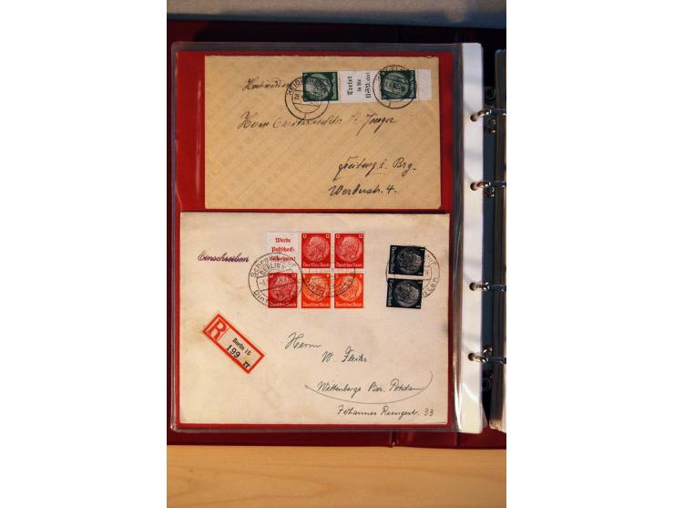1932/40, Hindenburg-Freimarkenausgabe, umfangreiche Sammlung mit einigen hundert Briefen und Karten, dabei bessere Einzel- un