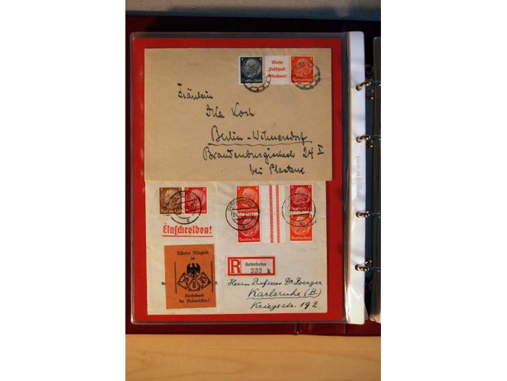 1932/40, Hindenburg-Freimarkenausgabe, umfangreiche Sammlung mit einigen hundert Briefen und Karten, dabei bessere Einzel- un