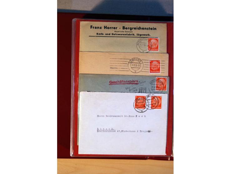 1932/40, Hindenburg-Freimarkenausgabe, umfangreiche Sammlung mit einigen hundert Briefen und Karten, dabei bessere Einzel- un