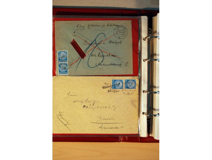 1932/40, Hindenburg-Freimarkenausgabe, umfangreiche Sammlung mit einigen hundert Briefen und Karten, dabei bessere Einzel- un