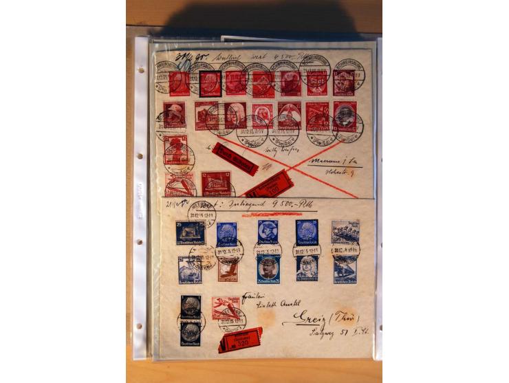1933/45, sehr umfangreiche Sammlung mit Schwerpunkt Einzel- und Mehrfachfrankaturen der Sondermarken mit ca. 3000 Stück in 19