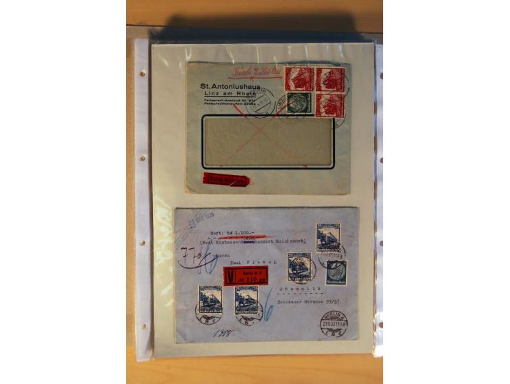 1933/45, sehr umfangreiche Sammlung mit Schwerpunkt Einzel- und Mehrfachfrankaturen der Sondermarken mit ca. 3000 Stück in 19