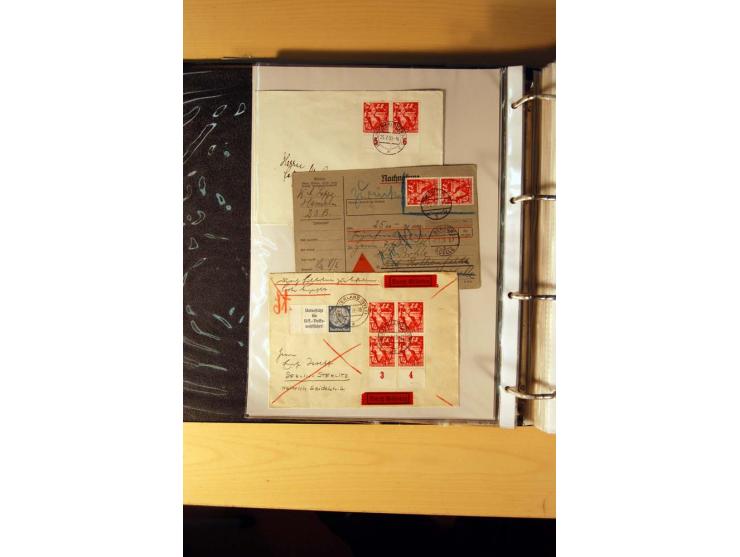 1933/45, sehr umfangreiche Sammlung mit Schwerpunkt Einzel- und Mehrfachfrankaturen der Sondermarken mit ca. 3000 Stück in 19