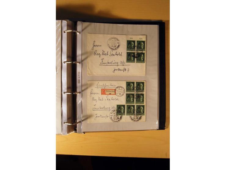 1933/45, sehr umfangreiche Sammlung mit Schwerpunkt Einzel- und Mehrfachfrankaturen der Sondermarken mit ca. 3000 Stück in 19