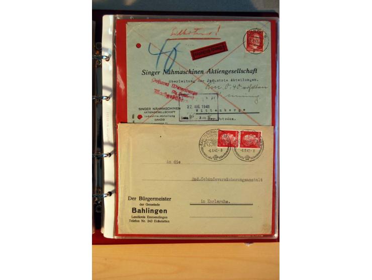 1941/45, Hitler-Freimarkenausgabe, umfangreiche Sammlung mit einigen hundert Briefen und Karten, Schwerpunkt bei den Einzel- 