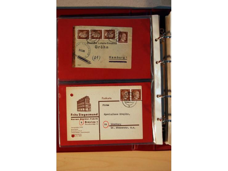 1941/45, Hitler-Freimarkenausgabe, umfangreiche Sammlung mit einigen hundert Briefen und Karten, Schwerpunkt bei den Einzel- 
