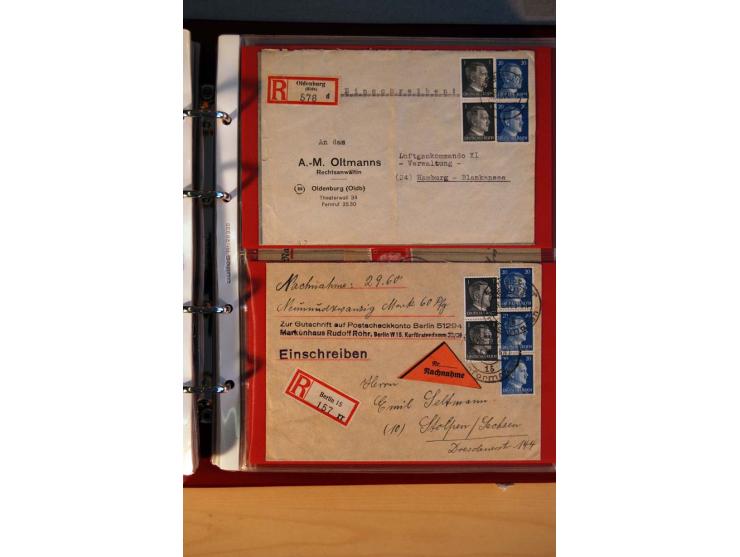 1941/45, Hitler-Freimarkenausgabe, umfangreiche Sammlung mit einigen hundert Briefen und Karten, Schwerpunkt bei den Einzel- 