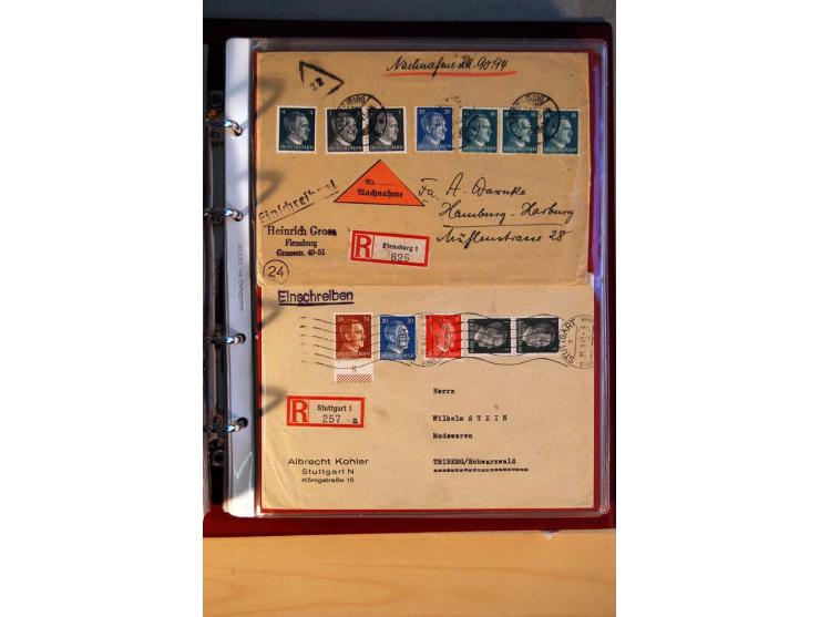 1941/45, Hitler-Freimarkenausgabe, umfangreiche Sammlung mit einigen hundert Briefen und Karten, Schwerpunkt bei den Einzel- 