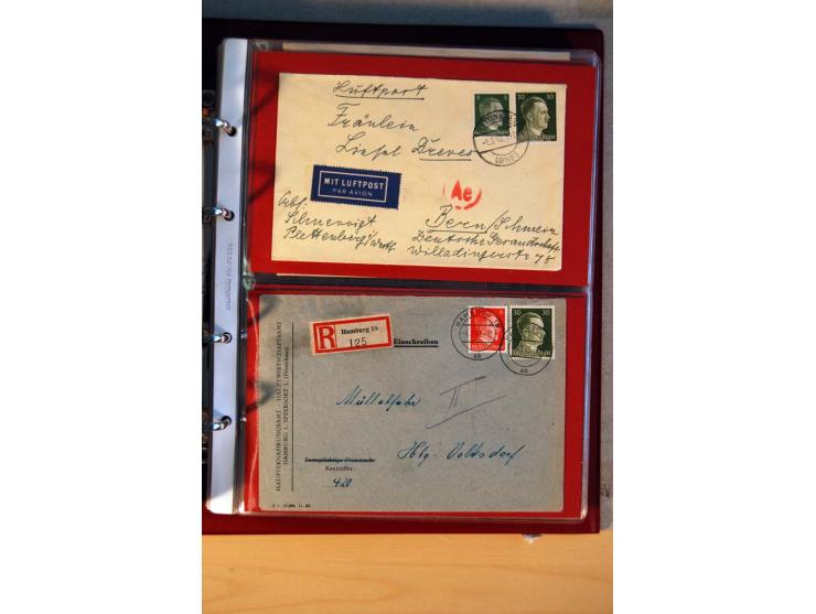 1941/45, Hitler-Freimarkenausgabe, umfangreiche Sammlung mit einigen hundert Briefen und Karten, Schwerpunkt bei den Einzel- 