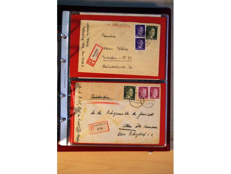 1941/45, Hitler-Freimarkenausgabe, umfangreiche Sammlung mit einigen hundert Briefen und Karten, Schwerpunkt bei den Einzel- 
