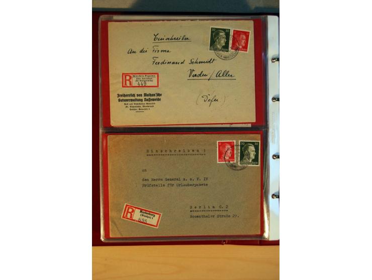 1941/45, Hitler-Freimarkenausgabe, umfangreiche Sammlung mit einigen hundert Briefen und Karten, Schwerpunkt bei den Einzel- 