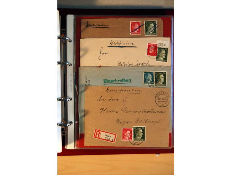1941/45, Hitler-Freimarkenausgabe, umfangreiche Sammlung mit einigen hundert Briefen und Karten, Schwerpunkt bei den Einzel- 