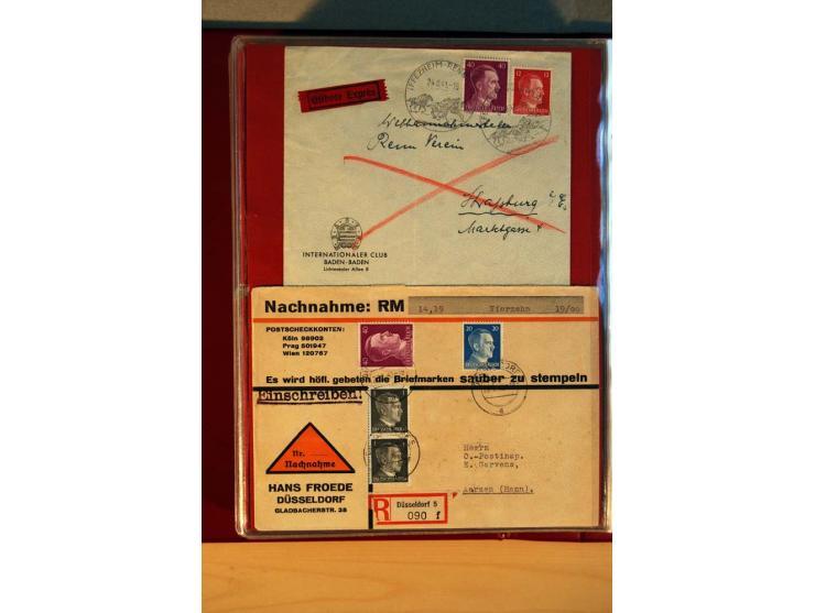 1941/45, Hitler-Freimarkenausgabe, umfangreiche Sammlung mit einigen hundert Briefen und Karten, Schwerpunkt bei den Einzel- 
