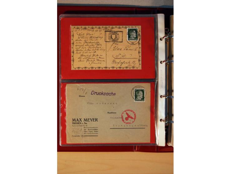 1941/45, Hitler-Freimarkenausgabe, umfangreiche Sammlung mit einigen hundert Briefen und Karten, Schwerpunkt bei den Einzel- 