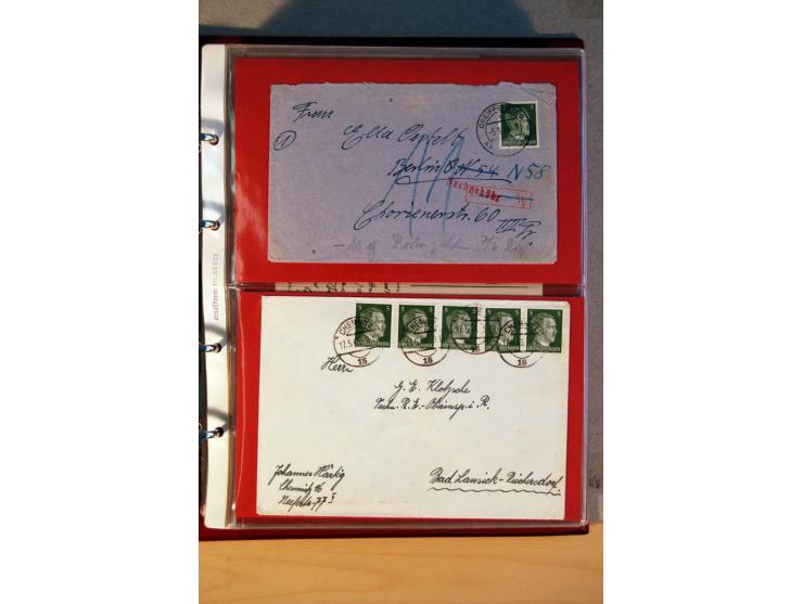 1941/45, Hitler-Freimarkenausgabe, umfangreiche Sammlung mit einigen hundert Briefen und Karten, Schwerpunkt bei den Einzel- 