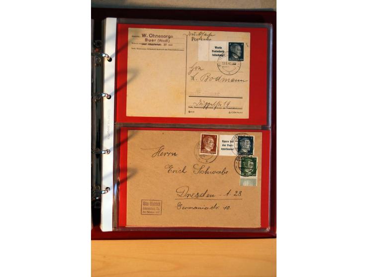 1941/45, Hitler-Freimarkenausgabe, umfangreiche Sammlung mit einigen hundert Briefen und Karten, Schwerpunkt bei den Einzel- 
