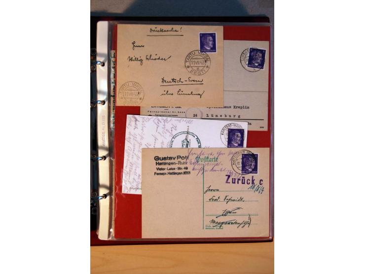 1941/45, Hitler-Freimarkenausgabe, umfangreiche Sammlung mit einigen hundert Briefen und Karten, Schwerpunkt bei den Einzel- 