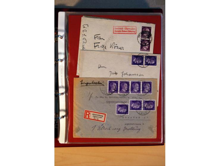 1941/45, Hitler-Freimarkenausgabe, umfangreiche Sammlung mit einigen hundert Briefen und Karten, Schwerpunkt bei den Einzel- 