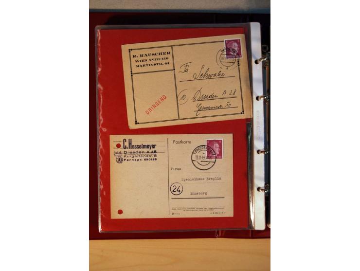 1941/45, Hitler-Freimarkenausgabe, umfangreiche Sammlung mit einigen hundert Briefen und Karten, Schwerpunkt bei den Einzel- 