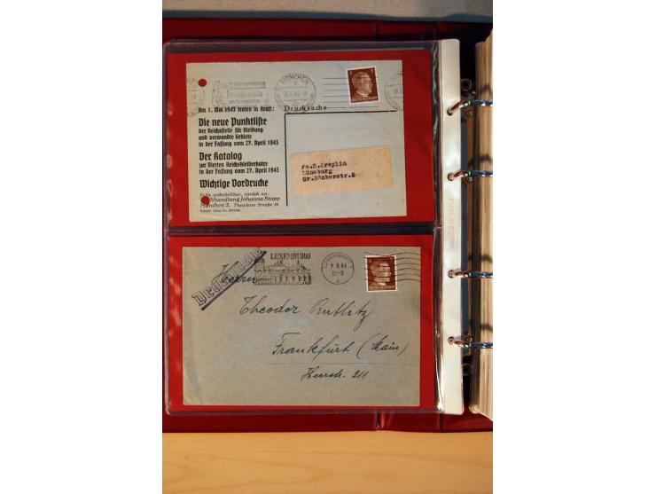 1941/45, Hitler-Freimarkenausgabe, umfangreiche Sammlung mit einigen hundert Briefen und Karten, Schwerpunkt bei den Einzel- 