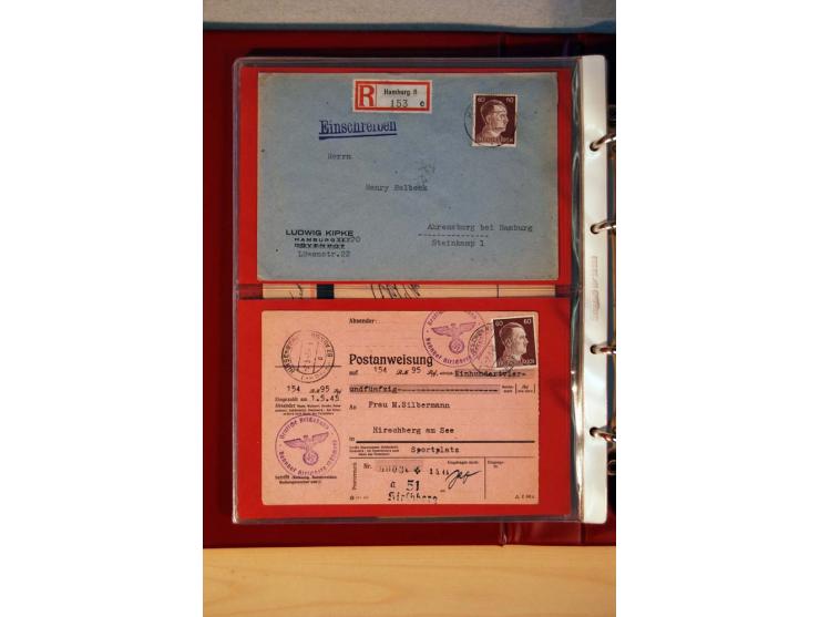 1941/45, Hitler-Freimarkenausgabe, umfangreiche Sammlung mit einigen hundert Briefen und Karten, Schwerpunkt bei den Einzel- 